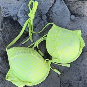 Vintage Victoria's Secret Neon Yellow Halter Bikini Top